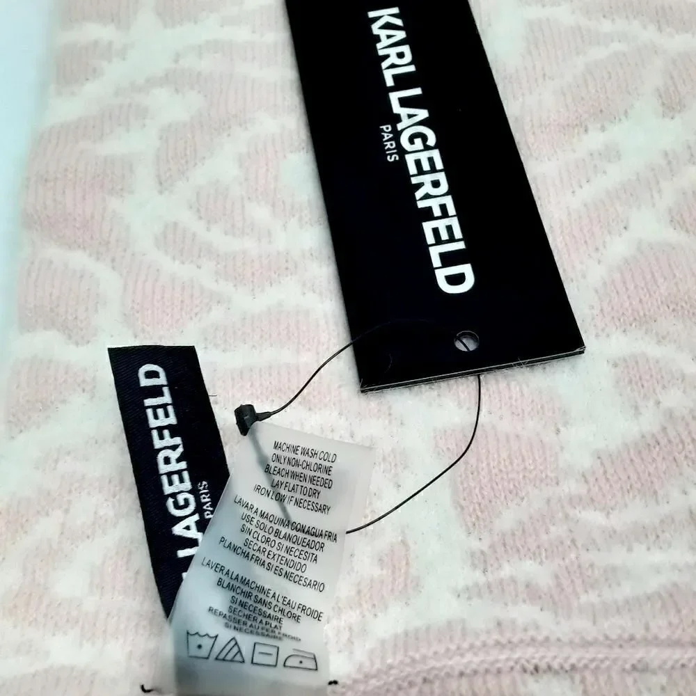 NWT Karl Lagerfeld Paris Women's Loop Infinity Scarf Pink/White Rose‎